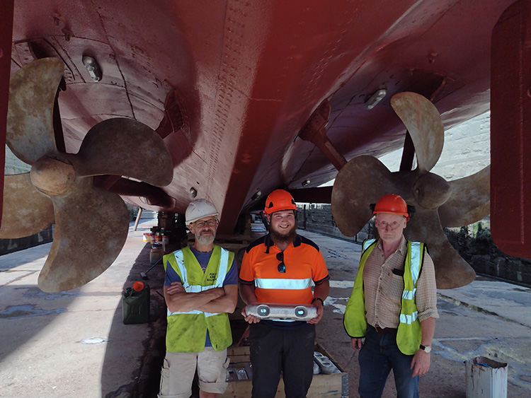 Julian Charlie & Chris in the dry dock