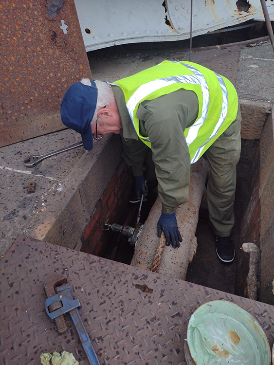 Howard refitting the pressure relief valve